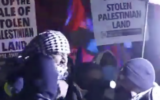 Protesters on opposite sides clash during an anti-Israel demonstration outside a synagogue in West Orange, New Jersey, on November 13, 2024. (Screen capture: Betar Worldwide via X)